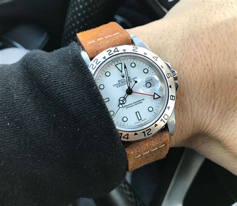 rolex explorer ii 16570 leather strap